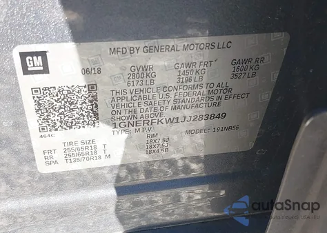 2018 Chevrolet Traverse Ls z USA, uszkodzony, nr VIN 1GNERFKW1JJ283849